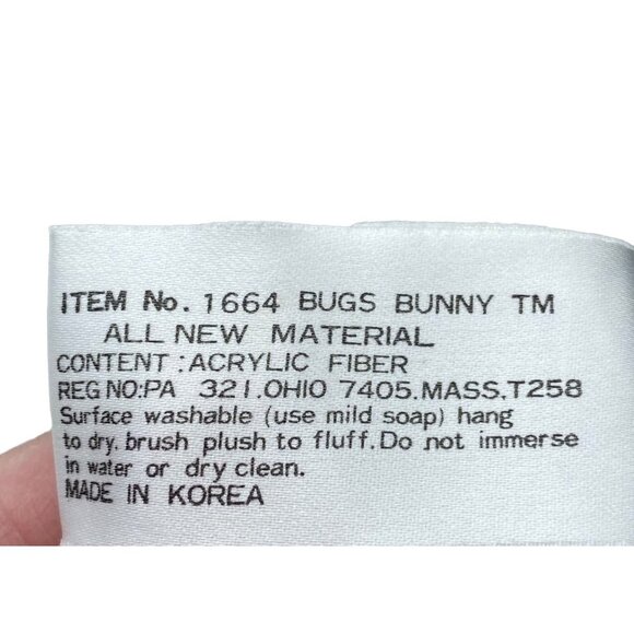 Vintage Bugs Bunny Plush Hand Puppet Looney Tunes 50th Birthday 24K Co 1990 14" - Picture 6 of 8